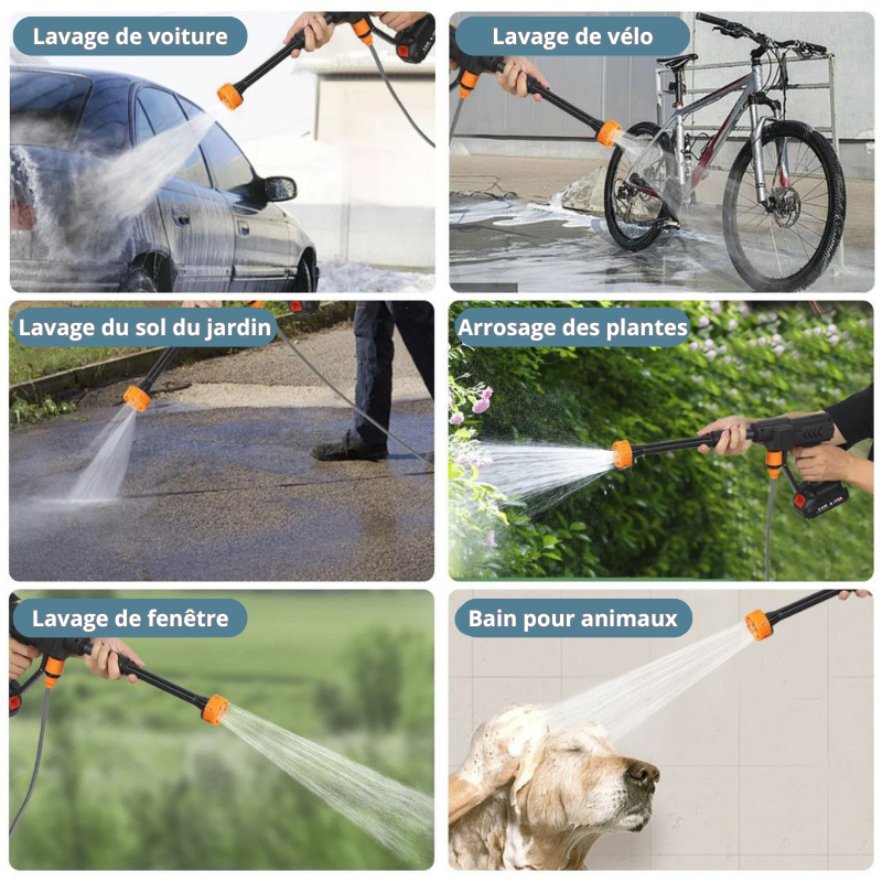 Soluket – Kit Nettoyeur Haute Pression 6 en 1 avec 2 batteries 48 V