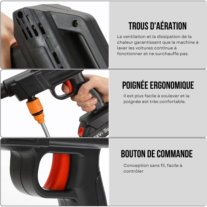 Soluket – Kit Nettoyeur Haute Pression 6 en 1 avec 2 batteries 48 V